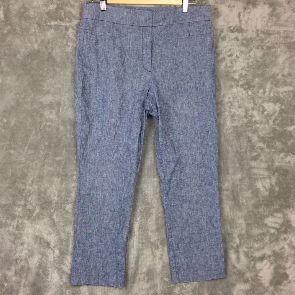 Ann Taylor Linen Dress Pants‎ Womens 12 Blue Classic Career Preppy Teacher